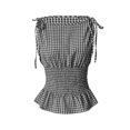 thumbnail image 5 of Bibifish Womens Tank Tops Gingham Print Tie Shoulder Sleeveless Camisole Smocked Waist Peplum Summer Casual Tops, 5 of 5