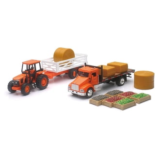 New Ray 1/18 Plastic Kubota M5-111 Tractor with Hay Baler & Sounds