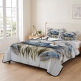 thumbnail image 2 of King Quilt Set 96''x106'', Blue Crab Coastal Lightweight Summer Bedspread Coverlet Set with 2 Pillow Shams, Vintage Beach Nautical Coral Sea Breathable All Season Quilt Bedding for Bedroom/Guest Room, 2 of 9
