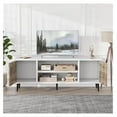 thumbnail image 2 of TV Stand, 58 Inch Entertainment Center with 2 Doors and 2 Storage Cabinets for TV up to 65 inch, TV Console Table for Living Room, Bedroom, Office (White and Oak), 2 of 7