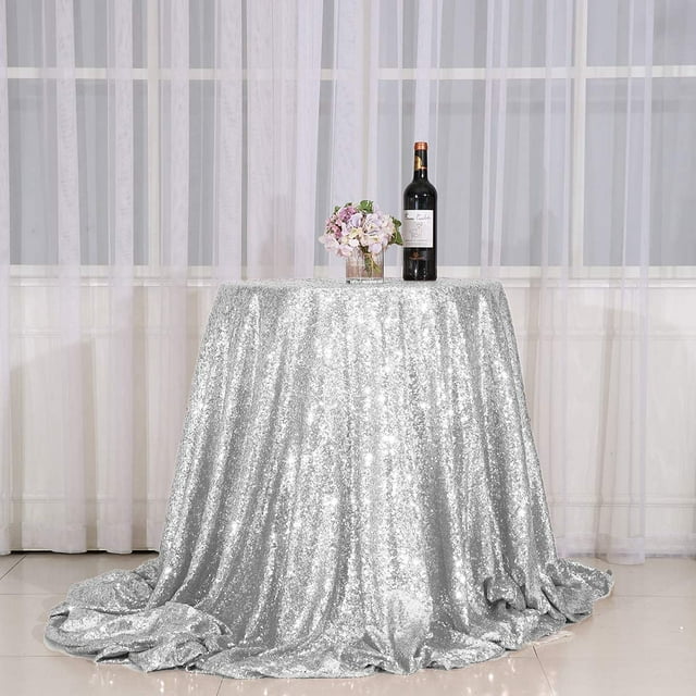 GFDYREE Nappe à Paillettes, Jupe de Sapin de Noël, Ronde, 50 Pouces, Argent