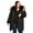 Black, variant on Women's Plus Size Chevron Faux Fur Hood Long Puffer Coat