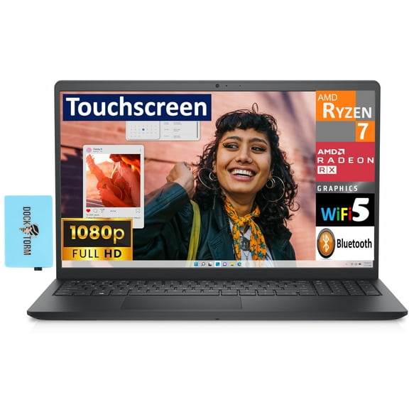 Dell 2025 Inspiron 15 3535 Business Laptop 15.6" Touchscreen FHD Display (Ryzen 7 7730U (Beats Ultra 7 165U), 32GB DDR4, 1TB SSD, AMD Radeon, WiFi, HD Webcam, Win11P) w/Dockztorm USB Port Expander