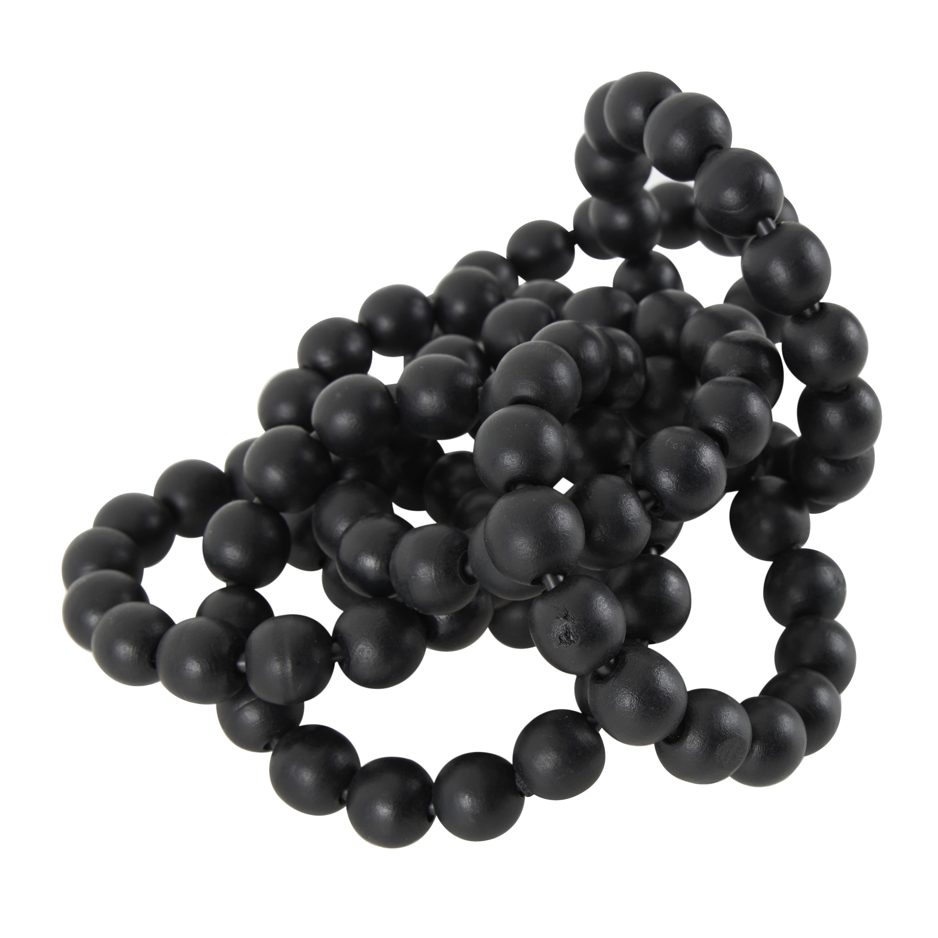 20" x 2" Black Wood Beaded 8 Link Chain Sculpture, by DecMode