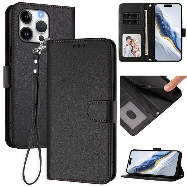 Funda Cartera GANGXUN para iPhone 16 Pro Max – Cierre Magnético, Protección RFID, Correa Desmontable, Compatible con Carga Inalámbrica