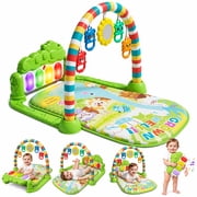 WondertStone Baby Gym Play Mat, Tummy Time Mat with Music & Light, Play Piano Activity Mat for Floor, Newborn Toys for 0-12 Months, Green