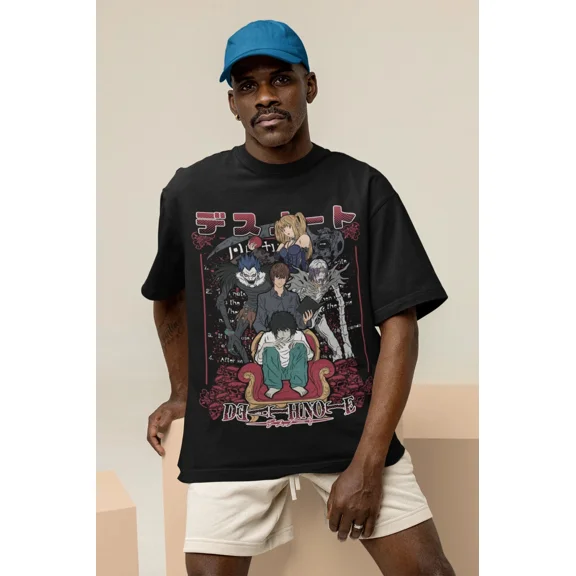 VINTAGE Death Note L T-Shirt Kira Ryuk Manga Strip Horror Anime Gift Tee Shirt All Size