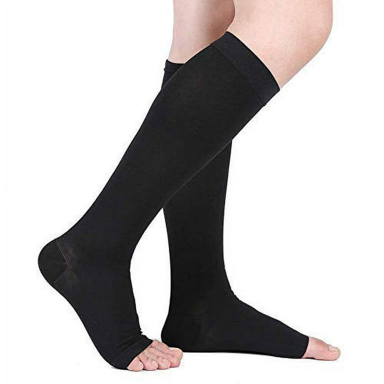 Compression Socks, 20-30 mmHg Graduated Knee-Hi Compression Stockings for  Unisex, Open Toe, Opaque, Support Hose for DVT, Pregnancy, Varicose Veins