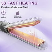 NEXPURE Airflow Styler Curling Iron, Flat Iron Hair Straightener and Curler 2 in 1, Ionic Curling Wand with 360°Cool Air Lock in Styling,5 Temps & Anti-Scald, Purple