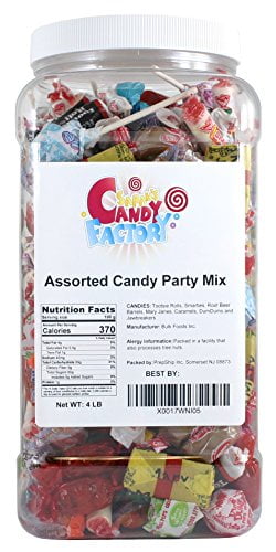 Assorted Candy Party Mix, Individually Wrapped, in Jar, 4 Lbs by