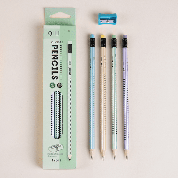 Lápiz pequeño HB con forma de triángulo de dibujos animados para niños, multicolor mezclado con goma, juego de caligrafía para estudiantes