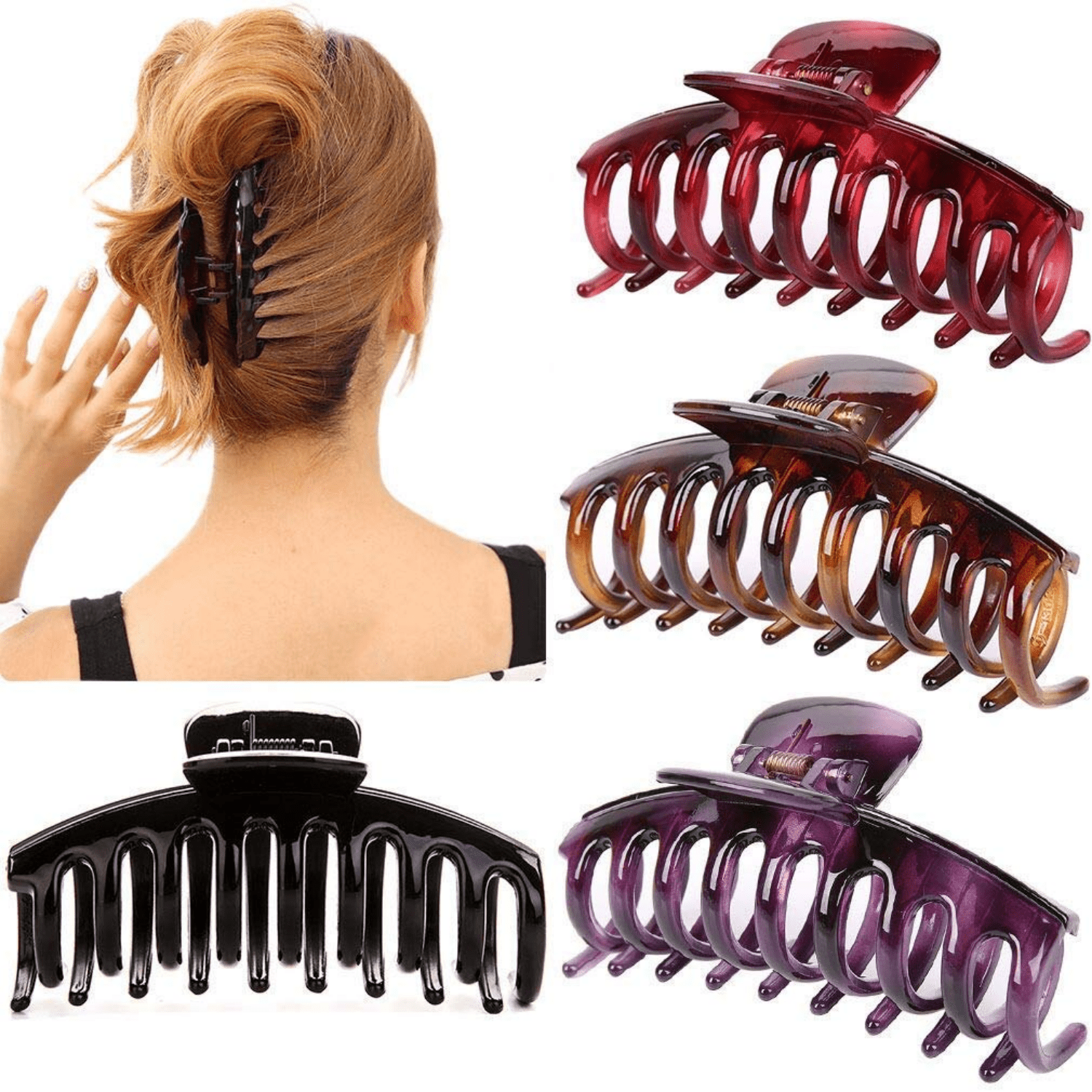 x2 Hair Jaw Claw Clip Clamp Women Barrette Large Butterfly Comb Pony Pin Set New 