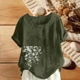 thumbnail image 2 of ZACPNCV Womens Floral Print Linen Blend Short Sleeve Button Up Shirt Casual Round Neck Top Lightweight Breathable Loungewear, 2 of 6
