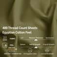 thumbnail image 4 of 400-Thread Count 100% Egyptian Cotton Lightweight Solid Sheet Set with Deep Pockets Sage / Cal King, 4 of 5