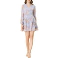 thumbnail image 5 of Allegra K Women's Floral Print V Neck Ruffle Front Casual A-Line Dress, 5 of 6