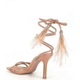 thumbnail image 4 of Steve Madden Bryden Tan Lace Up Open Toe Feather Detailed Stiletto Heeled Sandal (Tan, 11), 4 of 9