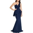 thumbnail image 4 of Betsy & Adam Long Scuba One Shoulder Peplum Midnight 6, 4 of 7