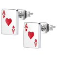 thumbnail image 1 of Novelty Playing Card Ear Studs for Women and Girls Titanium Steel Red Color Fashion Accessory 1 Pair, 1 of 4