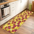 thumbnail image 3 of Red Floral Washable Runner Rugs 2'x6', Flower Leaves Farmhouse Yellow Background Low Pile Throw Entryway Rug Non-Slip Sturdy Edge Binding Carpet for Indoor Bedside Entrance Bedside, 3 of 9