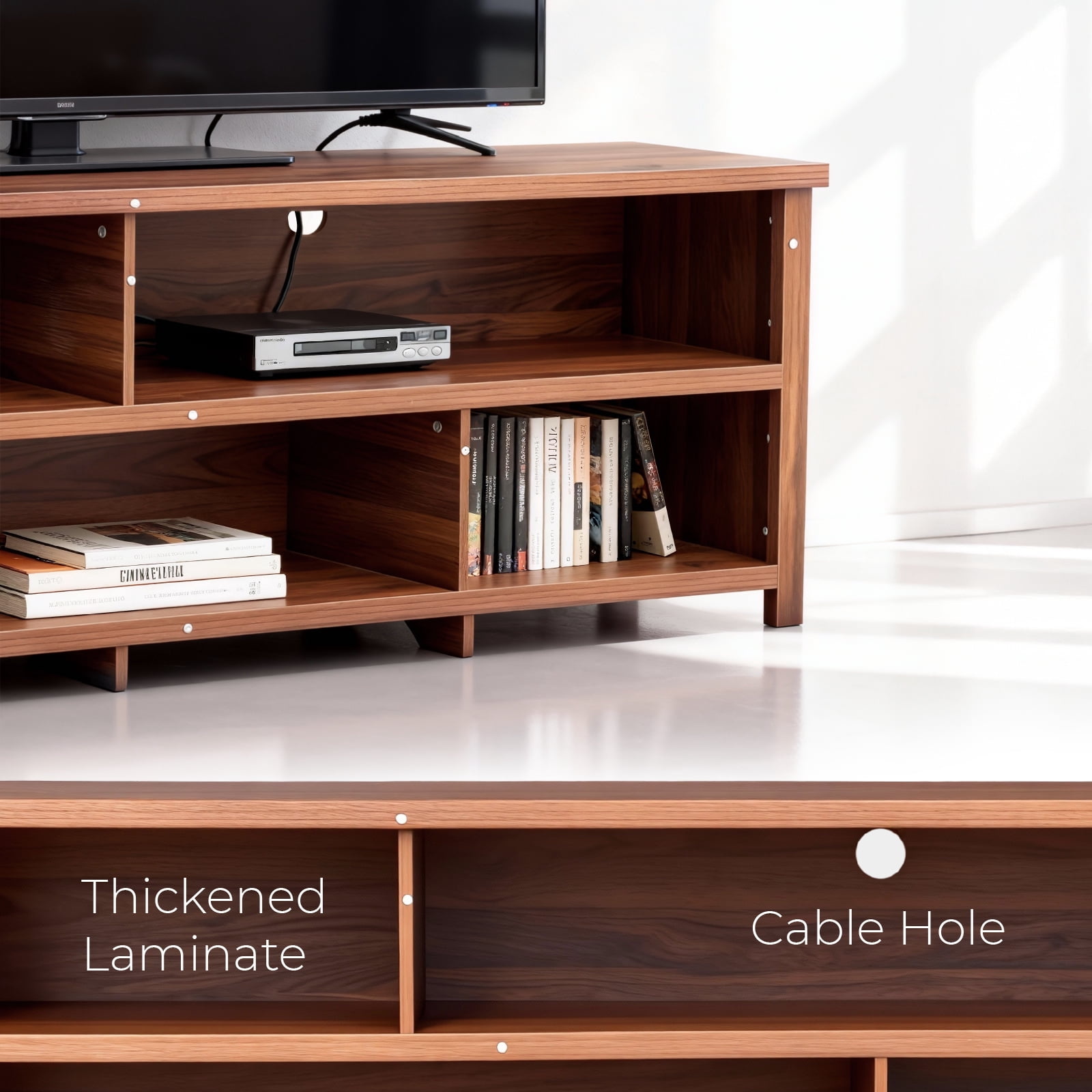 TV Stand, Double Layer Entertainment Center with Open Storage Shelves, Modern TV Console for Living Room & Bedroom, Dark Brown Particle Board 70.07"x15.75"x24.4"