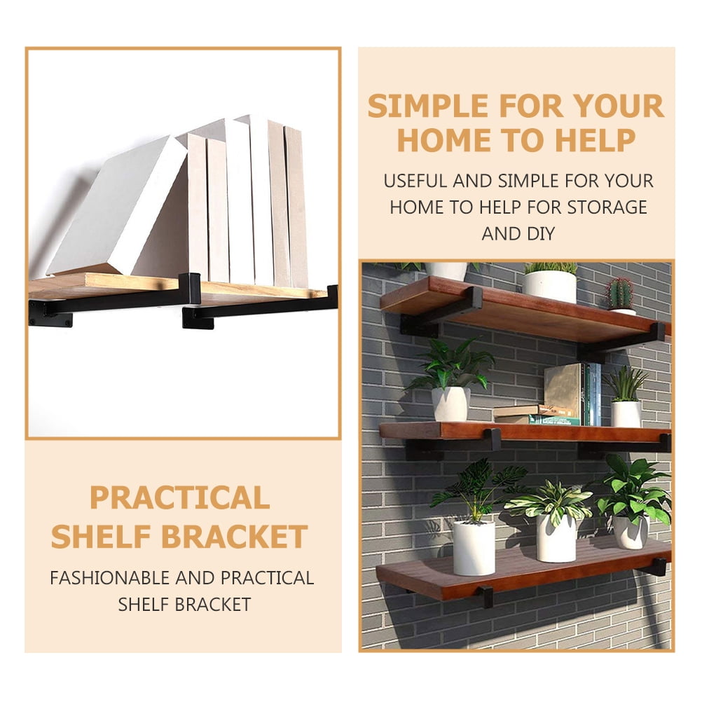 4-Pack Black Shelf Support Brackets 20x8.2CM Heavy Duty Wall Mount Holders for Home Storage and Organization