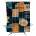 thumbnail image 2 of Abstract Art Shower Curtain for Bathroom Decor, Blue Brown Color Block Composition Waterproof Fabric Shower Curtain, 66"x72" Set with 12 Hooks, 2 of 9