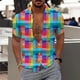 thumbnail image 2 of Camisas Vaqueras Para Hombre XXL Moda para hombre y ocio 3D Impresión digital Botón Solapa Camisa de manga corta Tops (Blue, 4XL), 2 of 4
