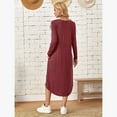 thumbnail image 5 of Women's Lounge Dress Long Sleeve Midi Long Dress Loose Casual Side Slit Dresses Pocket, 5 of 7