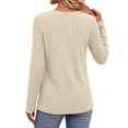thumbnail image 3 of Fantaslook Casual Tops for Women Long Sleeve Shirts with Buttons Asymmetrical Hem Fall Blouses Crew Neck Tunic Top, 3 of 9