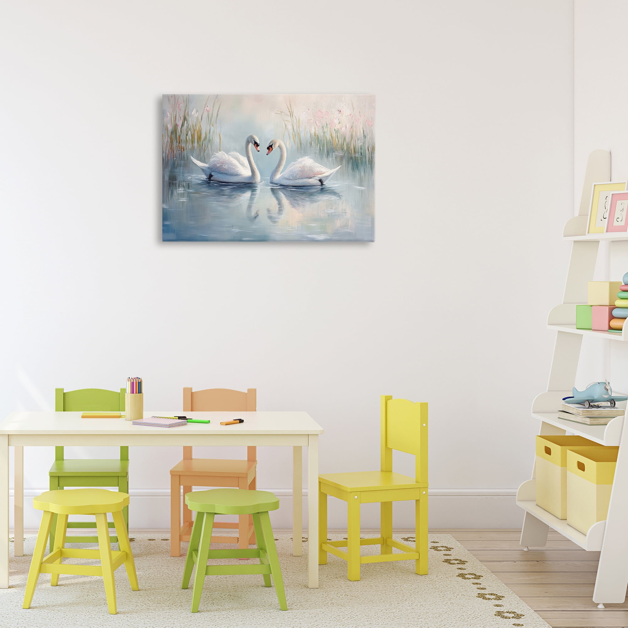 Stupell Industries Simple Swan Reflections Canvas Wall Art, design by Petal Prints Design
