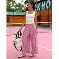 thumbnail image 2 of Lentta Womens Loose Wide Leg Track Pants Drawstring Pockets Elastic Waist Capri Hiking Pants, 2 of 7