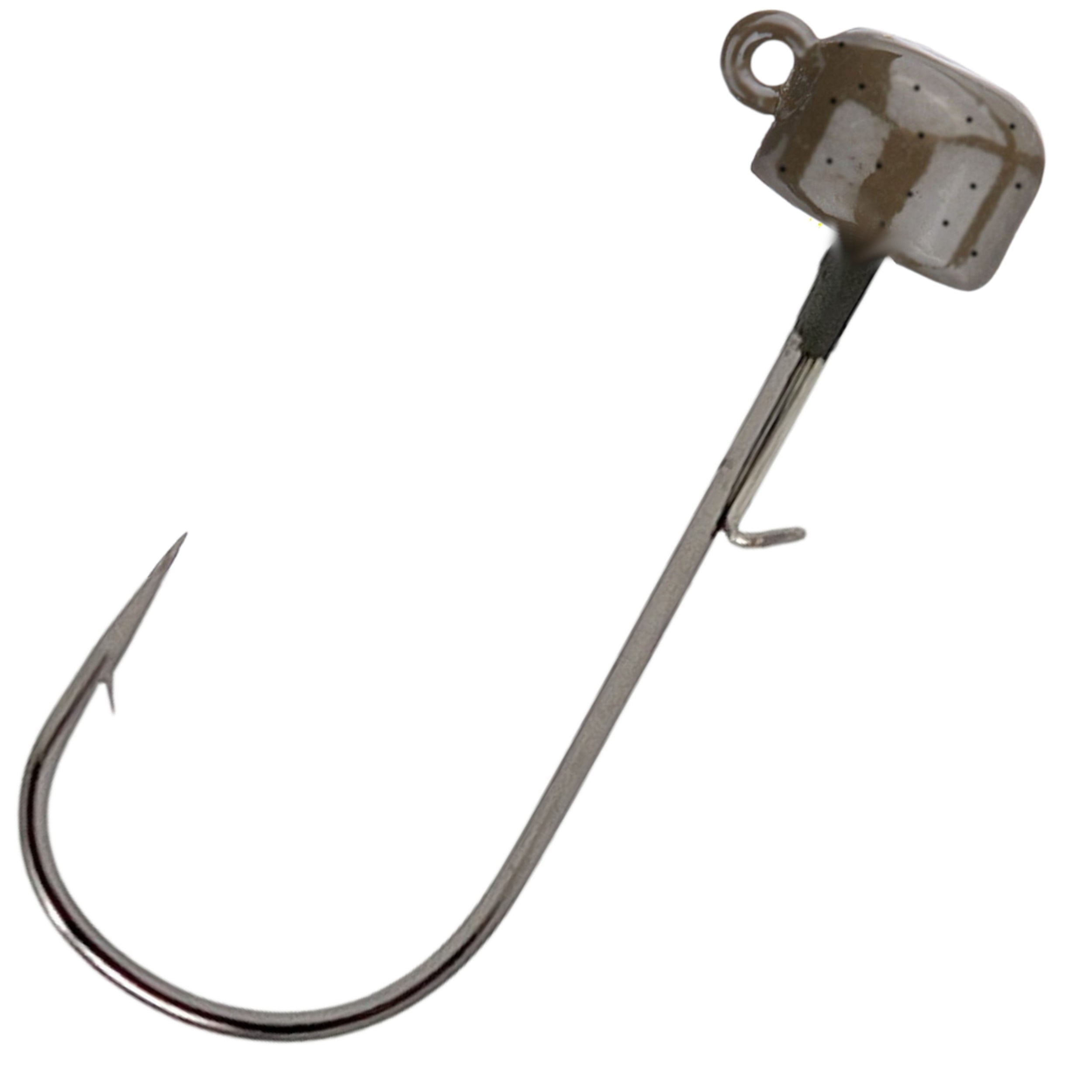 Reaction Tackle Tungsten Mushroom Head Ned Rig Shroom Jig Heads for Finesse Fishing, Weedless Jig Head for Bass Fishing with Soft Lures (5-Pack) 1/4oz Green Pumpkin