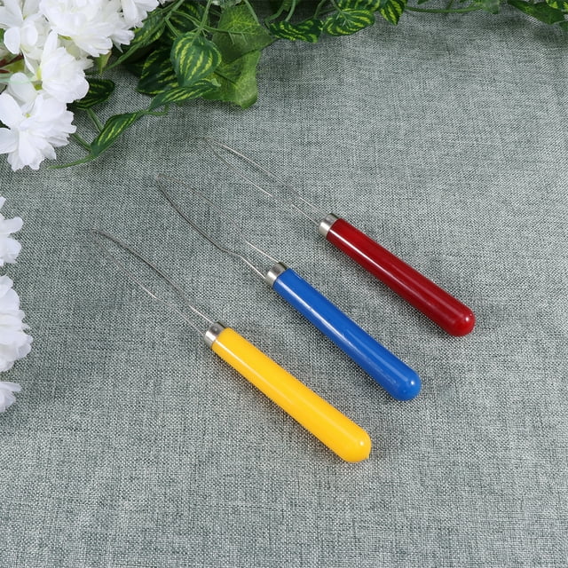 3 Pcs Poignée en Plastique Crochet Bouton en Acier Inoxydable Dispositif d'Assistance Motifs Rouge Jaune Bleu