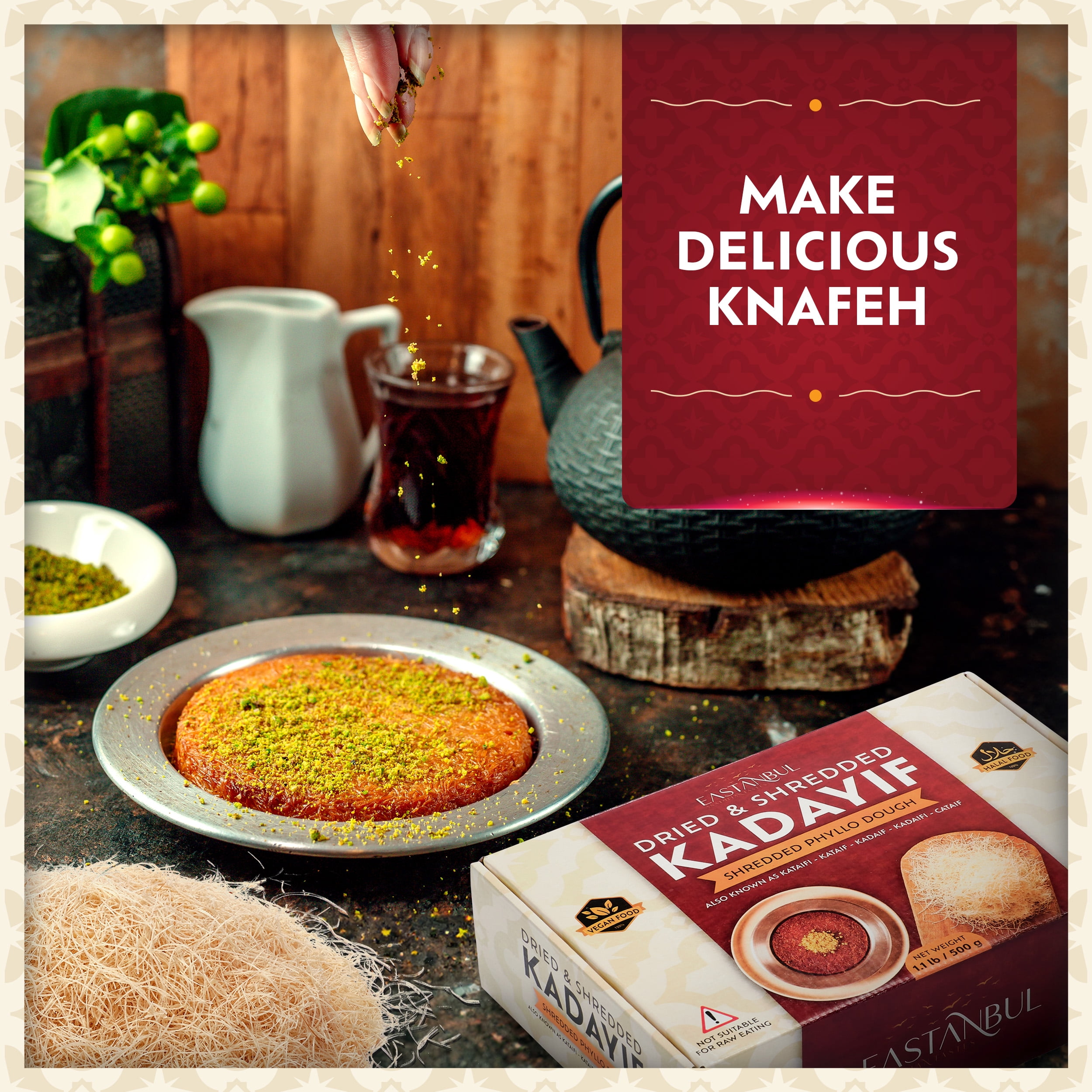Eastanbul Dried Kataifi Shredded Dough, 500g, Middle Eastern