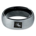 thumbnail image 2 of Tungsten Wyoming The Equality State Horse Riding Band Ring 8mm Men Women Comfort Fit Black Dome Brushed Gray Polished, 2 of 4