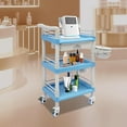 thumbnail image 2 of Medical Mobile Trolley Cart Esthetician Cart 176 Lbs Load, 3-Tier Utility Carts with Drawer & 2 Trash Cans, Portable Salon Rolling Trolley with 4 Wheels (Blue), 2 of 18