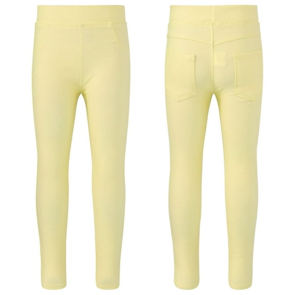 iiniim Girls Active Leggings Athletic Pants Workout Running Yoga Sports Dancewear Footless Tights Age 3-14 Yellow 5-6