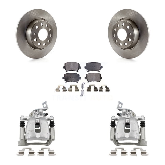 Transit Auto Rear Disc Brake Caliper Rotors and Ceramic Pads Kit for Car 2008 Volkswagen Passat 2.0L KC8-100179T