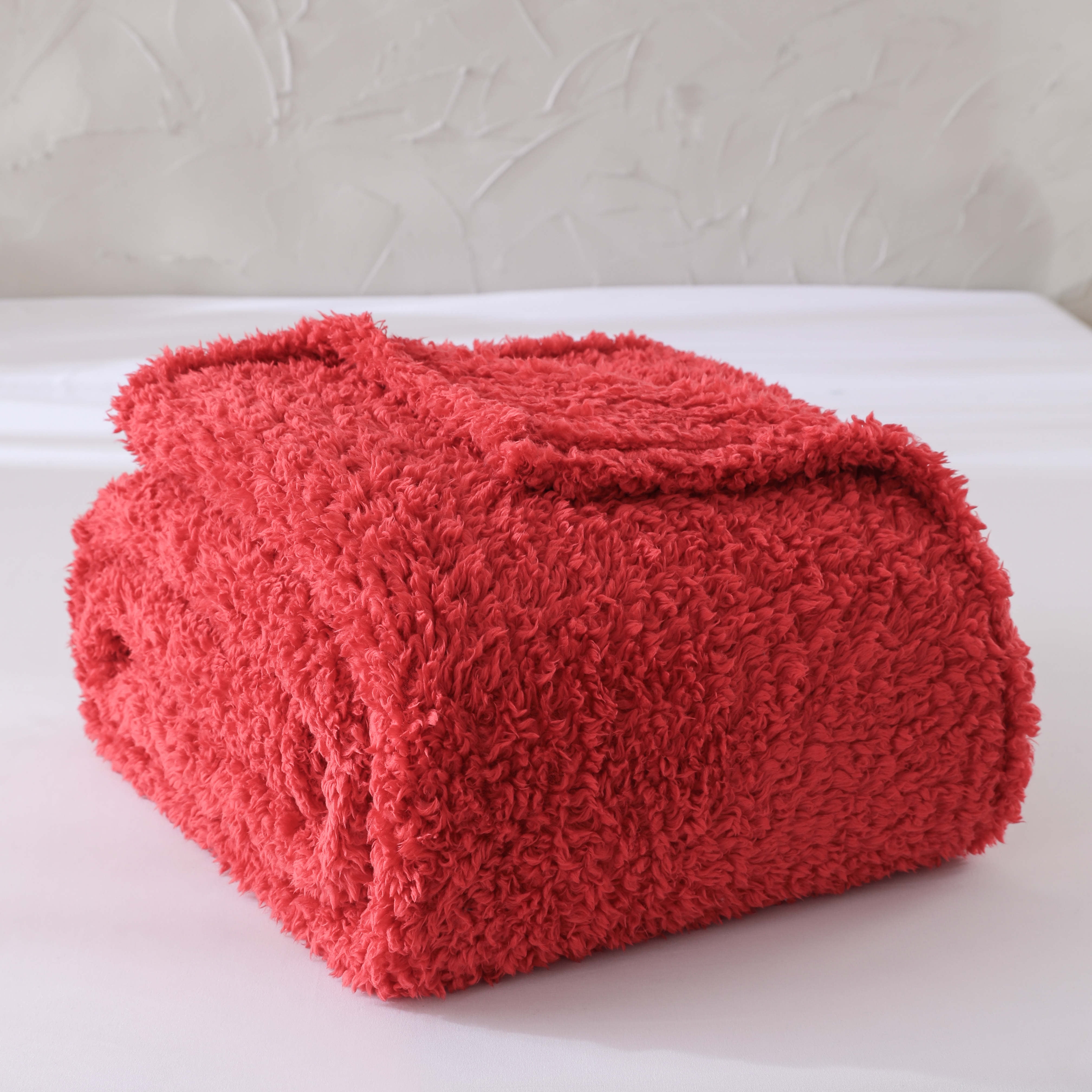 Mainstays Faux Shearling Blanket, Dk. Red, Full/Queen 90"X90", for Adult