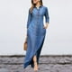 thumbnail image 1 of Vestido de mujer con bolsillos manga larga cuello vuelto vestido clásico traje diario, 1 of 7