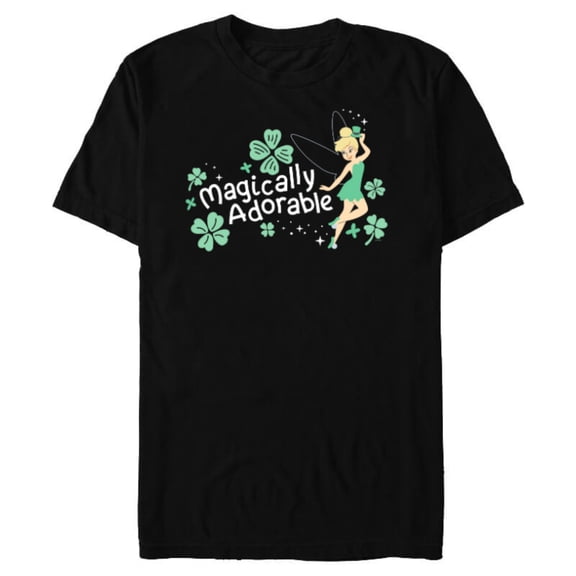 Disney Tinker Bell Magically Adorable Fairy St Patrick’s Day - Short Sleeve Blended T-Shirt for Adults - Customized-Black