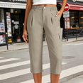 thumbnail image 2 of Cargo Capri Pants for Women High Waisted Elastic Knit Waist Casual Capris Trousers Quick Dry Hiking Cropped Pants with Pocket, 2 of 8