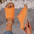 thumbnail image 5 of Modisza Wedge Sandals for Women Open Toe Slip on Walking Slides Wide Width Outdoor Wedges Shoes Summer Beach Platform Slipper Size 6 Orange, 5 of 7