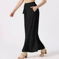 thumbnail image 3 of Lenpel Culottes Pants for Women Summer High Waisted Drawstring Palazzo Trousers Flowy Casual Beach Pants with Pockets, 3 of 6