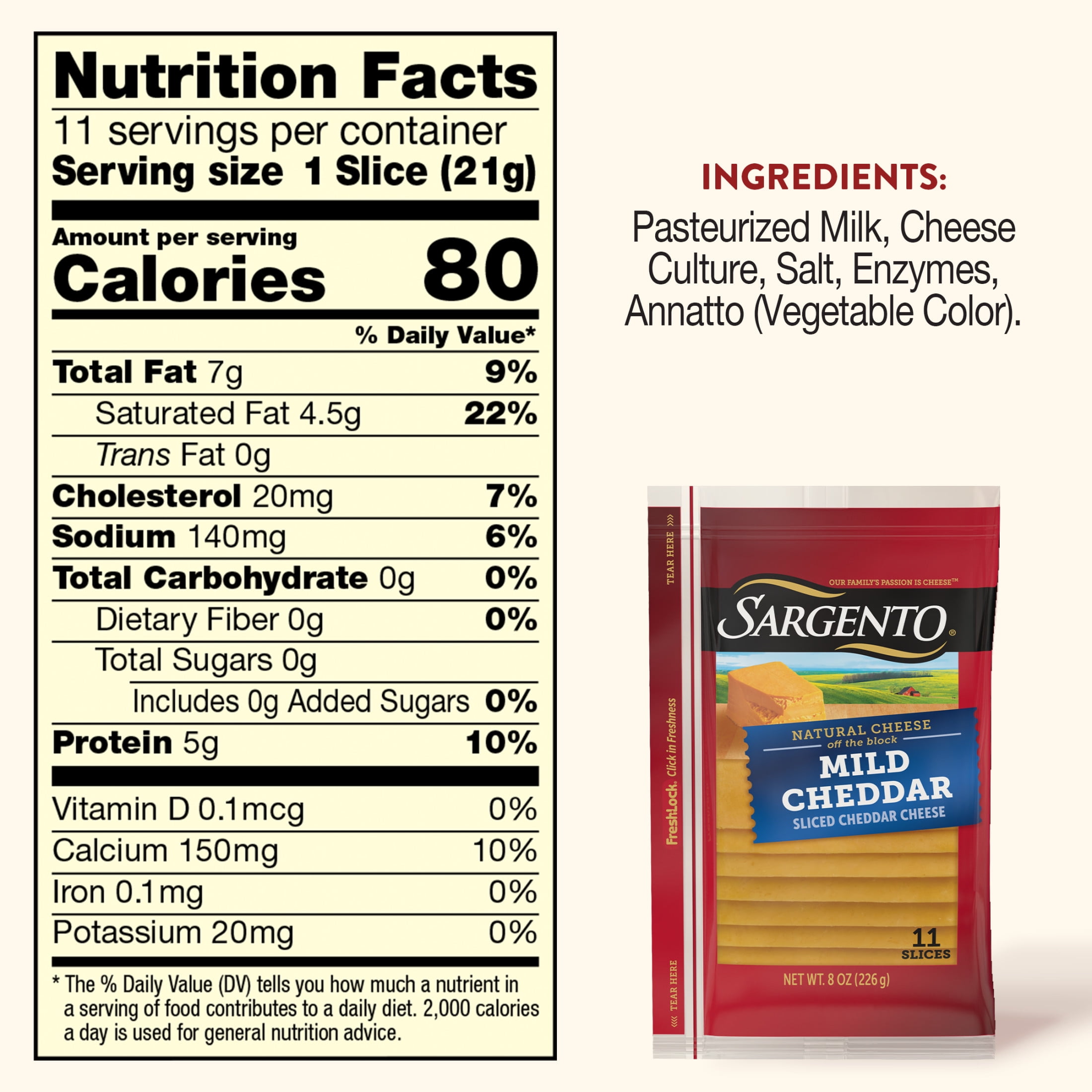 Sargento® Mild Cheddar Sliced Cheese, 11 slices