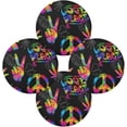 thumbnail image 2 of GZHJMY Rainbow Peace Love Sign Washable Non-Slip Round Placemat Heat Resistant Greaseproof 15.4-in Table Mat for Dinner Party BBQ(4 PCS), 2 of 6