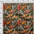thumbnail image 2 of oneOone Cotton Poplin Dark Olive Green Fabric Bubbles & Koi Fish Ocean Diy Clothing Quilting Fabric Print Fabric By Yard 42 Inch Wide, 2 of 4