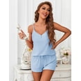 thumbnail image 2 of Ekouaer Women's Pajama Sets Sleeveless Pj Set 2 Piece V Neck Adjustable Cami Tops Drawstring Shorts Lingerie Sleepwear, 2 of 6
