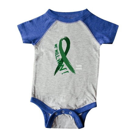

Inktastic Glaucoma Awareness We Will Win Green Ribbon Gift Baby Boy or Baby Girl Bodysuit