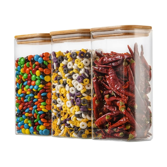 Set de Contenedores de Vidrio para Alimentos D2scrma 1650 ml con Tapas de Bambú
